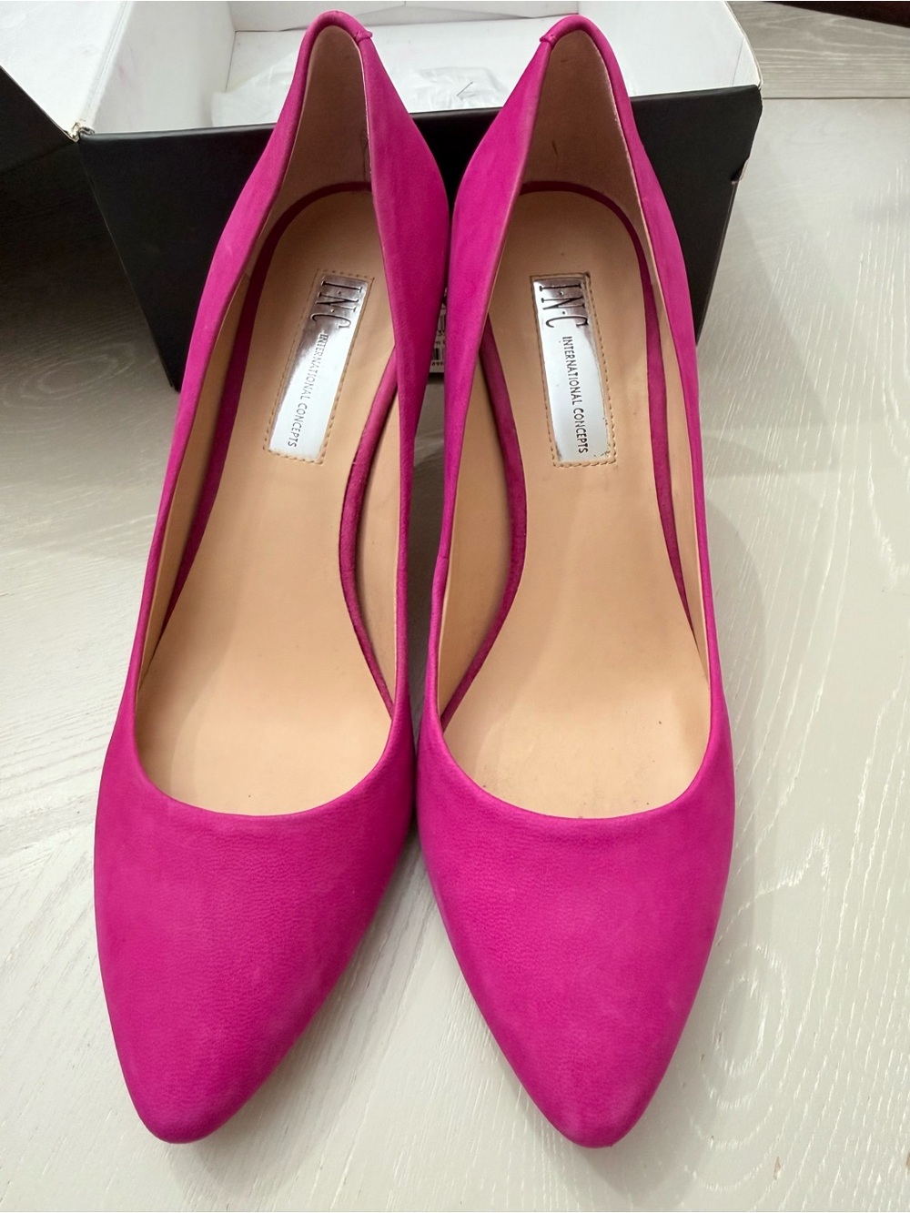 INC International Concepts Hot Pink Pointed-Toe Suede Pumps